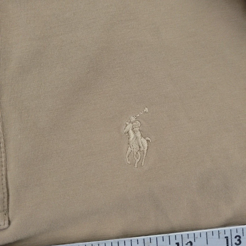 Polo Golf Ralph Lauren 1/4 Snap Zip Pullover Elbow Patches Brown Mens Small‎ EUC